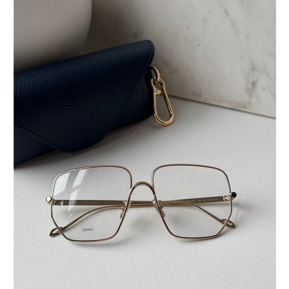 NEW Loewe LW50079U Oversized Metal Eyeglasses Frames Gold main image 6